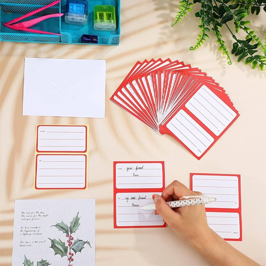 Self-Adhesive Shipping Label Stickers, Convenient For Postage Boxes, Envelopes, Shipping Labels - Red and White - View 1