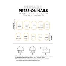 24入組黑貓眼指甲貼短方形人工指甲日常輕奢美甲 - 黑色 - 查看 4