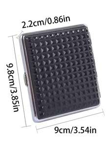1pc Men's Grid Texture Pattern Black Plastic Cigarette Case, 20 Pcs Capacity, With Humidity&pressure Resistance, Personalized Portable Storage Case, And Metallic Cigarette Clip - Black - View 4