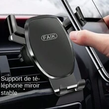 Mobile Phone Holder Air Outlet Gravity Sensor Car Holder Riangle Gravity Frosted Simplicity Solid Metallic Material - Black - View 1
