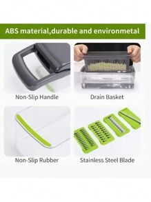 Multi Picador De Verduras Rebana, Corta, Pica Y Ralla 4 En 1 - Verde - Ver 4