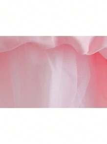 年輕女孩正裝蝴蝶結公主派對禮服 2入組/套，可愛花卉印花長袖婚禮/演出服裝 - 粉色 - 查看 9