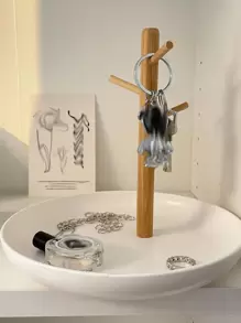 1 pieza Bandeja de plástico con rama de madera, organizador de tocador de estilo nórdico cuadrado de 20cm en color blanco para el hogar, bandeja portátil para aperitivos, fruta o entrada para decoración, día de San Valentín, vuelta al colegio