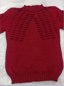Women Knit Tops - 紅色 - 查看 2