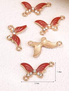 5入組油漬鑲嵌蝴蝶形diy珠寶連接器,用於手鍊/項鍊製作