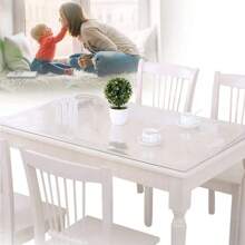Mantel Transparente De Pvc A Prueba De Agua, Aceite, Resistente Al Calor, Fácil De Limpiar, Cristal De Placa Suave Cuadrada Para Mesas De Comedor Y Gabinetes De Tv - Blanco - Ver 5