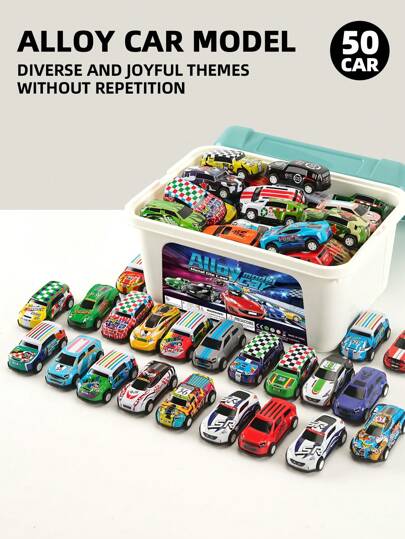 Christmas Decoration 50pcs Die-Cast Metal Toy Cars, Random Colors And Patterns, Car Toy, Toy Car, Toys, Baby Car Remort Control, Toy Car Kids Case Storage, Cars Movie, Back To School