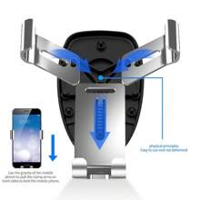 Mobile Phone Holder Air Outlet Gravity Sensor Car Holder Riangle Gravity Frosted Simplicity Solid Metallic Material - Black - View 6