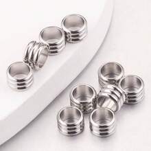 20Pcs 304 Stainless Steel Large Hole Spacer Bead Rings, Hole Diameter 6Mm, For Bracelet Necklace Fashion Minimalist Diy Jewelry Accessories Beading Stainless Steel Jewelry