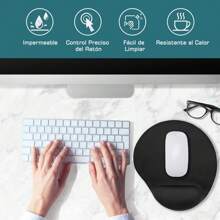 Mouse Pad Alfombrilla Raton Ergonomico Muñeca Antideslizante - Negro - Ver 3