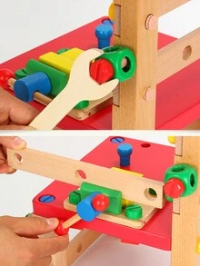 1件儿童益智动手百变鲁班椅木制玩具螺丝螺丝拆卸组装玩具42件组合适合儿童礼物 - 彩色 - 查看 10