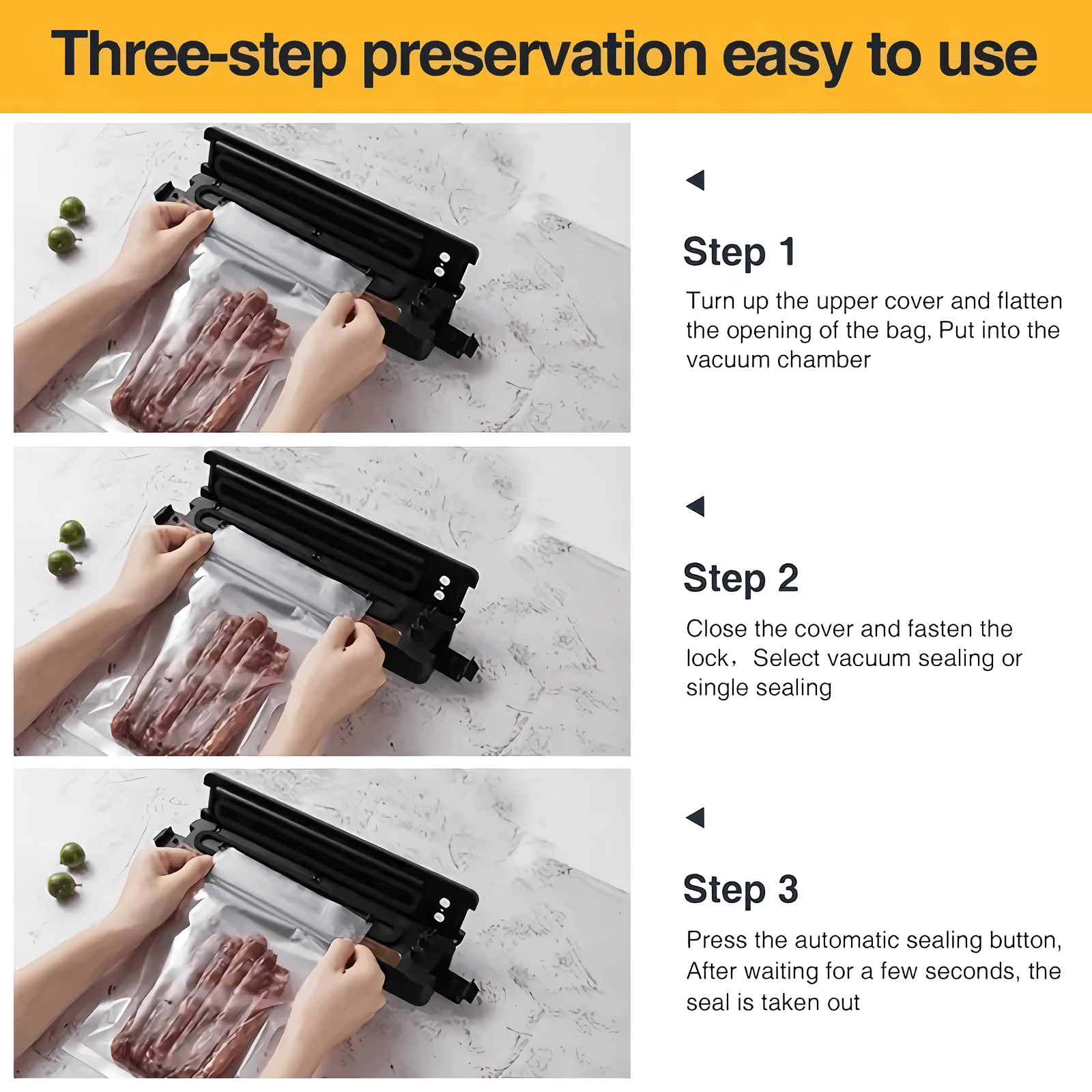 11pcs/set Fully Automatic Vacuum Sealer One Button Operation for Food