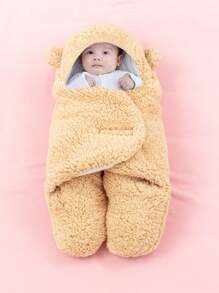 1個新生兒嬰兒包被,中性兒童睡袋,多功能嬰兒包適用於嬰兒車,採用超柔軟法蘭絨面料保暖 - 棕色 - 查看 1