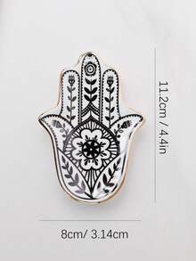 SIQIZHOU 1pc Ceramic Fatima Hand Jewelry Tray, Ring Holder, Palm Display Dish For Earrings, Necklace, Rings, Bracelets, Jewelry Storage - xiaofoshou - View 3