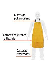 Peto de carnaza o mezclilla, Equipo de Protección para soldar - Amarillo Mostaza - Ver 2