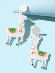 Bông tai thả hoạt hình Alpaca - trắng - Xem 4