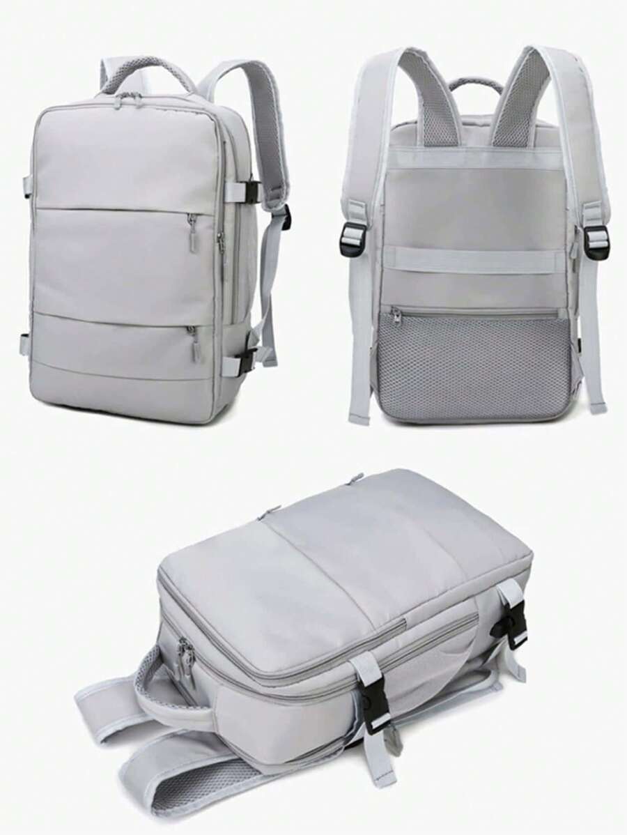 發布帶扣裝飾功能背包，筆記本電腦背包商務旅行纖薄耐用筆記本電腦背包書包適合畢業生、青少年女孩、新生、大二、初中和高中學生、大學和高中，非常適合戶外、旅行和返校 - 灰色 - 查看 1