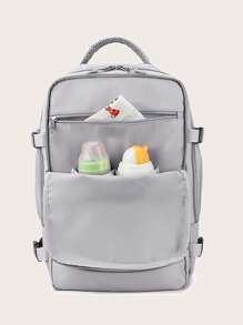 發布帶扣裝飾功能背包，筆記本電腦背包商務旅行纖薄耐用筆記本電腦背包書包適合畢業生、青少年女孩、新生、大二、初中和高中學生、大學和高中，非常適合戶外、旅行和返校 - 灰色 - 查看 8