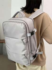 發布帶扣裝飾功能背包，筆記本電腦背包商務旅行纖薄耐用筆記本電腦背包書包適合畢業生、青少年女孩、新生、大二、初中和高中學生、大學和高中，非常適合戶外、旅行和返校 - 灰色 - 查看 11