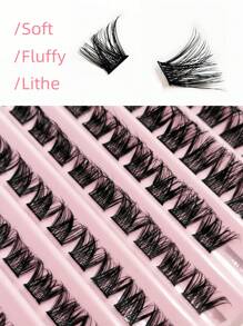 Asiteo 100pcs Cartoon Style D-Curl Thick, Soft, Lightweight Individual Eyelash Extensions For DIY Eyelash Grafting At Home - Black - View 6