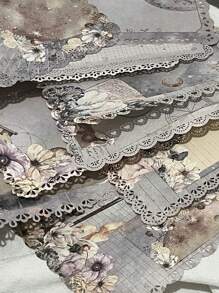 10入組 复古花卉&月亮設計空心花邊和空心裝飾,可寫厚材質紙,用於手帳和剪裁 Diy 材料 - 彩色 - 查看 4