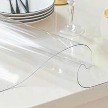 Mantel Transparente De Pvc A Prueba De Agua, Aceite, Resistente Al Calor, Fácil De Limpiar, Cristal De Placa Suave Cuadrada Para Mesas De Comedor Y Gabinetes De Tv - Blanco - Ver 4