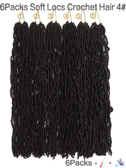 6 Packs Brown Faux Locs Crochet hair, New Soft Goddess locs Crochet Hair Pre Looped Synthetic Crochet Braiding Hair Extensions(4#)