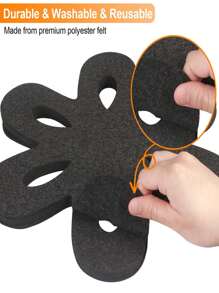 5 cái Tối Màu xám Hình hoa Chống nóng , Không trượt , Ổn định Polyester Felt Tấm lót , Thích hợp Đối với Gốm Dụng cụ nấu ăn , Chảo , Khuôn nướng , Ly Và Đồ gốm sứ - Xám - Xem 5