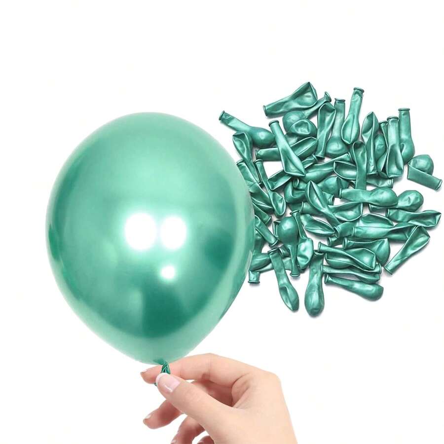 100 Piezas De Globos De Látex Metalizado De 5 Pulgadas Para Decoración De Fiesta - Verde - Ver 1