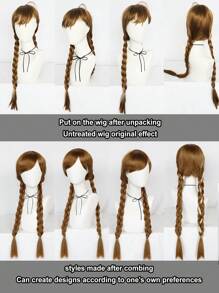 Tóc giả tổng hợp 1pc dài bện bằng tóc giả với tóc giả và mũ tóc giả 1pc - màu nâu - Xem 7