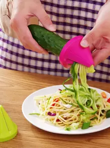 1 pieza multifuncional verde Cortador de verdura espiral Rallador rápido adecuado para doméstico cocina - Verde - Ver 4