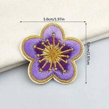 6入組女性彩色花瓣和梅花刺繡熨帖膠貼布,適用於衣服,褲子,羽絨衣,旗袍,家居紡織品diy裝飾和修補。