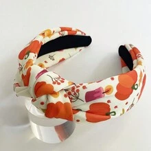 1入女性土耳其南瓜收穫時節休閒時尚海綿結扣髮帶,適用於節日和日常使用