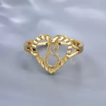 1 chiếc nhẫn rỗng cổ điển khắc 26 chữ cái có thể điều chỉnh, phụ kiện thời trang giản dị cho cặp đôi, thích hợp làm quà tặng dự tiệc/du lịch - Vàng - Xem 29