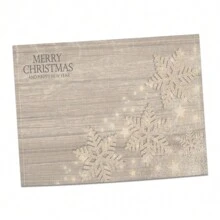 1pc Christmas Gray Wood Grain Snowflake & Letter Printed Linen Placemat - Wood grain snowflake-1pc - View 1