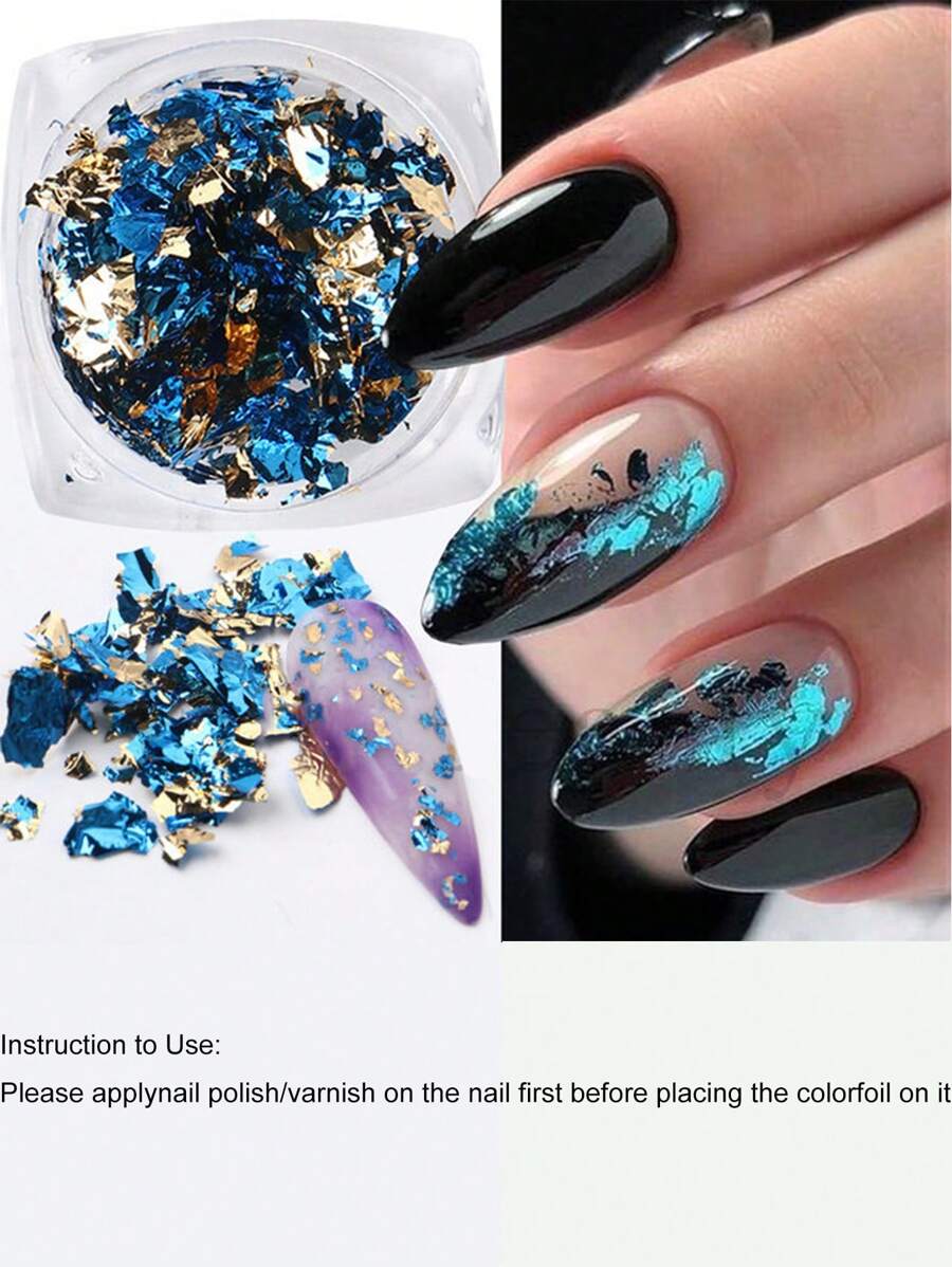 1 Hộp/5G Y2K Aesthetic Lá Vàng Bóng Cao Cấp/Lá Vàng Hồng/Miếng Lụa Phụ Kiện Làm Móng Tay Cho Sơn Móng Gel UV Trang Trí DIY Phụ Kiện Làm Móng Đá Quý Làm Móng - Nhiều màu - Xem 1
