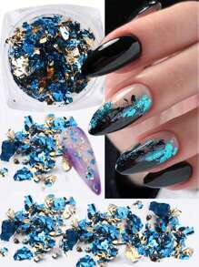 1 Hộp/5G Y2K Aesthetic Lá Vàng Bóng Cao Cấp/Lá Vàng Hồng/Miếng Lụa Phụ Kiện Làm Móng Tay Cho Sơn Móng Gel UV Trang Trí DIY Phụ Kiện Làm Móng Đá Quý Làm Móng - Nhiều màu - Xem 2