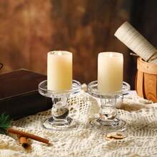 3 件/套帶蠟底玻璃燭台,家居裝飾品,適合派對、節日、婚禮 - 無色 - 查看 3