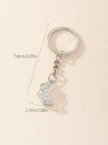 1pc Women's Multicolor Resin Moon Shaped Keychain With Metallic Ring, Fashionable Accessory For Daily Use - Multicolor - View 4