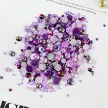 1100顆混合大小(3mm-10mm)紫色ab色樹脂鑲嵌平背珍珠和鑽石,30克;半圓形平背珍珠和鑽石適用於美甲藝術、臉部藝術、手工藝品、珠寶裝飾、瓶子、杯子、指甲、衣服、鞋等 - 紫色 - 查看 4