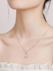 PHNIBIRD 珍珠項鍊鏈女士 925 純銀淡水珍珠 9 毫米女式禮品鍊長 45+5 厘米 - A款 - 查看 5