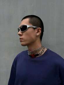 Steampunk Style Y2k Metal Silver Mirrored Fashion Glasses For Men, Outdoor Sports Cycling Fashion Glasses, Motorcycle Driving Fashion Glasses Street Shades Accessories Beach Accessories Glasses Shades Looks Street Style And Suit For Sweater Jacket Sweatshirt Hoodie Leather Pants And Cargo Pants For Summer Beach Vacation,Outdoor,Travel