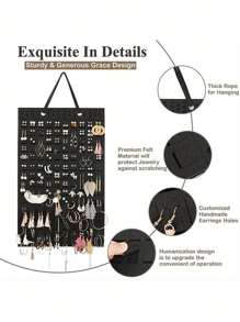 Fashionable Hanging Accessory Storage Bags, Earrings, Necklaces, Hair Accessories, Hair Bands Storage Racks, Felt Wall-Hanging Organization Bags