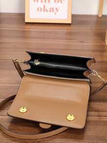 New Arrival Vintage Prints Small Square Shoulder Crossbody Bag - Brown - View 5