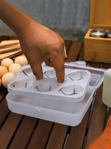 1pc Portable 6-cells Egg Holder Case With Anti-cracking Feature, Transparent - White - View 4