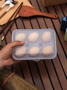 1pc Portable 6-cells Egg Holder Case With Anti-cracking Feature, Transparent - White - View 5
