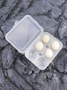 1pc Portable 6-cells Egg Holder Case With Anti-cracking Feature, Transparent - White - View 1