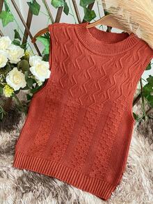 Women Knit Tops - Brown - View 1