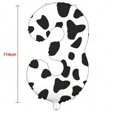 1pc Cow Printed Number 3 Aluminum Foil Balloon For Birthday Party, Wedding, Valentine's Day, Confession, Festival Decoration - 40 printed number 3 - View 2