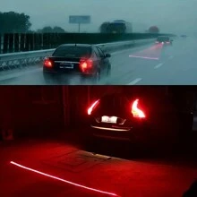 2pcs Car LED Laser Fog Light Motorcycle Tail Lamp Vehicle Anti-Collision Taillight Brake Braking Warning Lamps Auto Accessories - Black - View 10